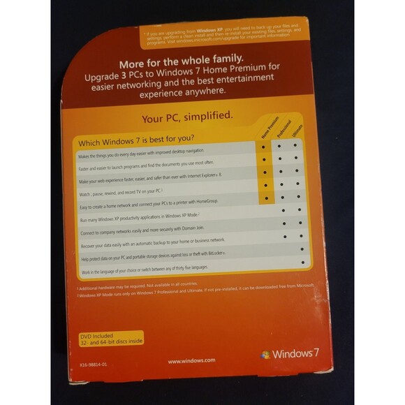 Microsoft Windows 7 Home Premium Upgrade 32 Bit DVD Designed for Windows Vista - Picture 2 of 3